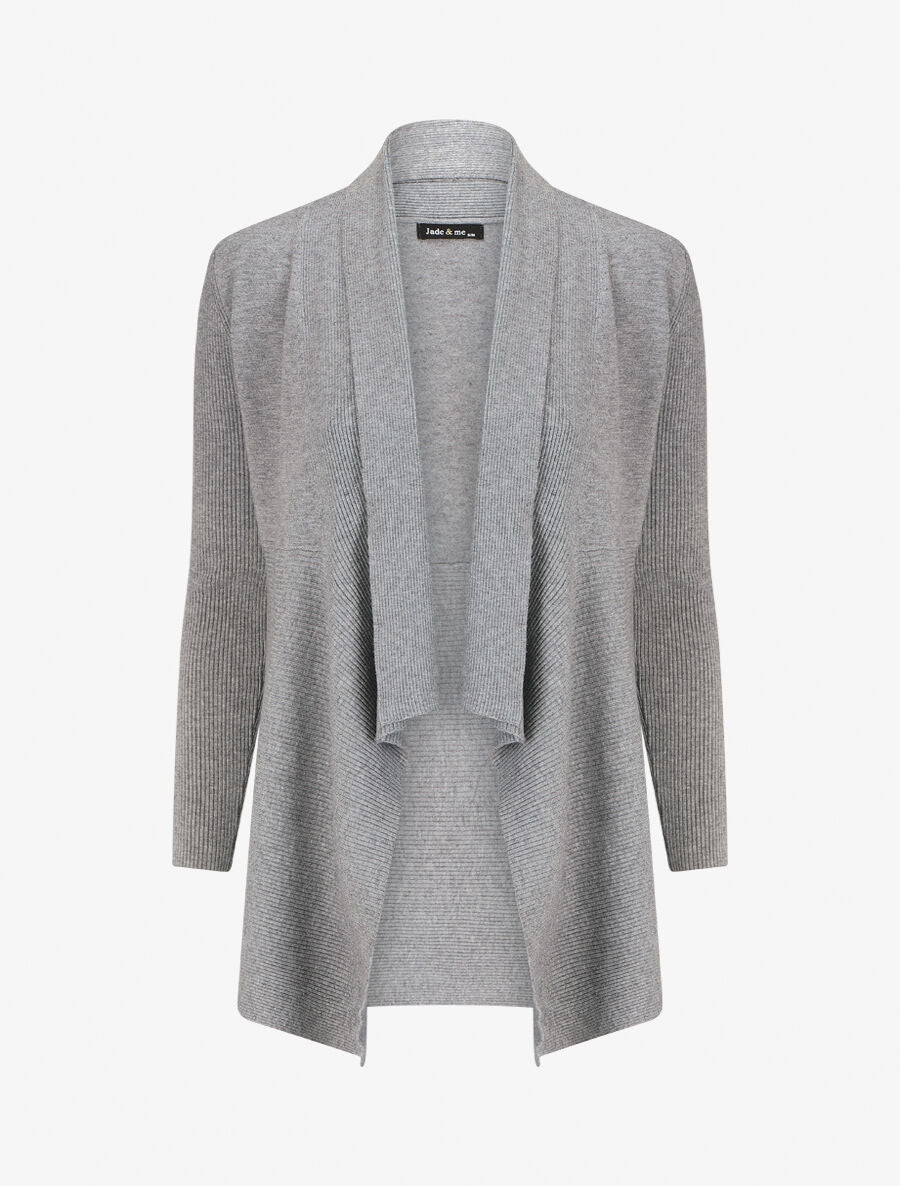 Gilet long uni côtelé - Gris - 4
