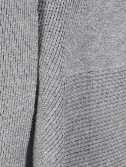 Gilet long uni côtelé - Gris - 3