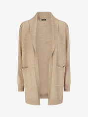 Gilet mi-long uni à bords côtelés - Beige - 4