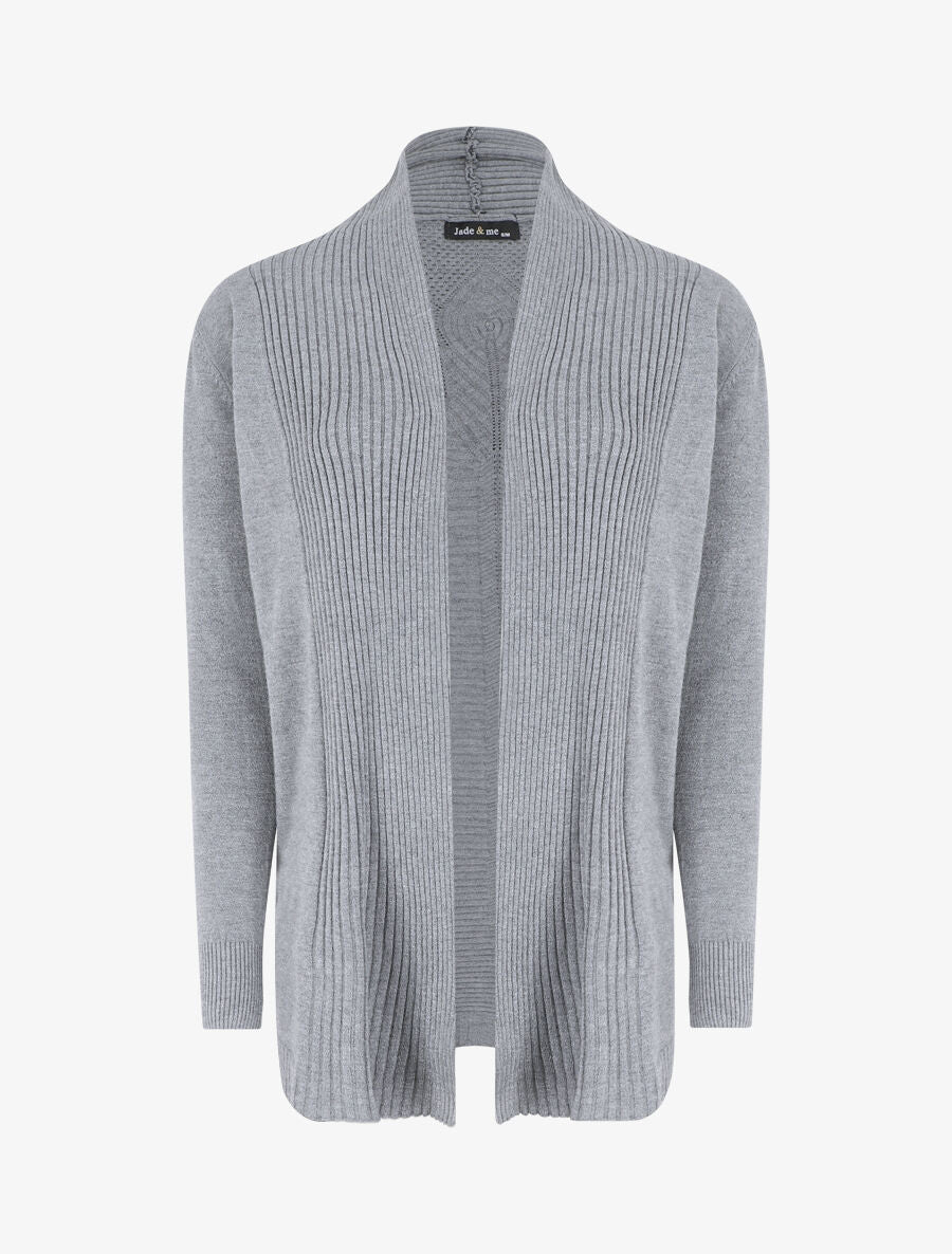 Gilet long en maille - Gris - 1