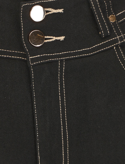 Jean slim taille haute fantaisie - Noir - 3
