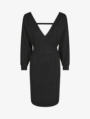 Robe ajustée unie col cache-coeur - Noir - 5