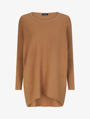 Pull oversize uni côtelé - Camel - 1