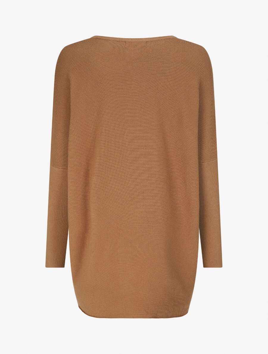 Pull oversize uni côtelé - Camel - 2
