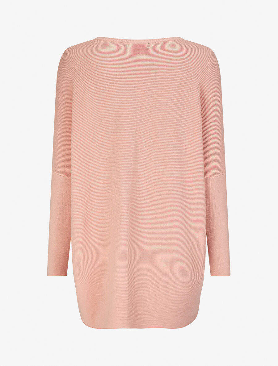Pull oversize uni côtelé - Rose - 2