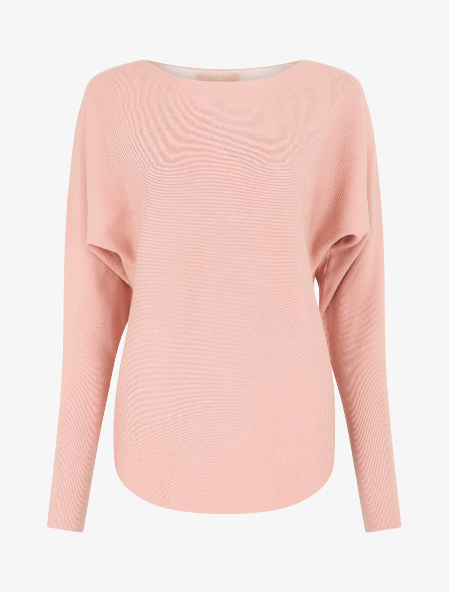 Pull côtelé à dos ajouré - Rose - 4