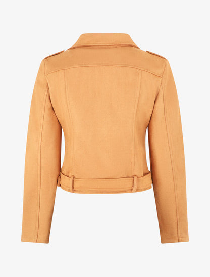 Veste style perfecto en suédine - Camel - 2