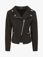 Veste style perfecto en suédine - Noir - 1