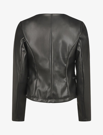 Veste courte en simili - Noir - 2