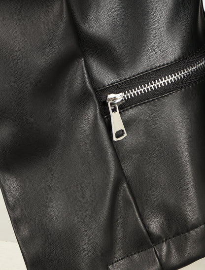 Veste courte en simili - Noir - 3