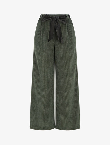 Pantalon ample en velours côtelé - Vert - 4