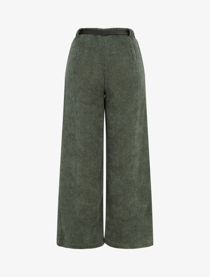 Pantalon ample en velours côtelé - Vert - 2