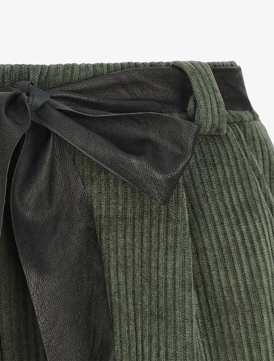 Pantalon ample en velours côtelé - Vert - 3