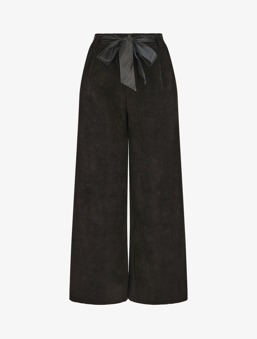 Pantalon ample en velours côtelé - Noir - 4