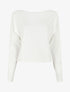 Pull uni à manches et imprimé losanges - Blanc - 4