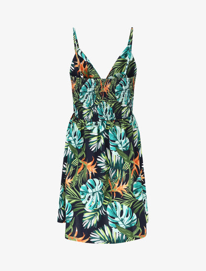Robe courte à imprimé feuillage - Vert - 2