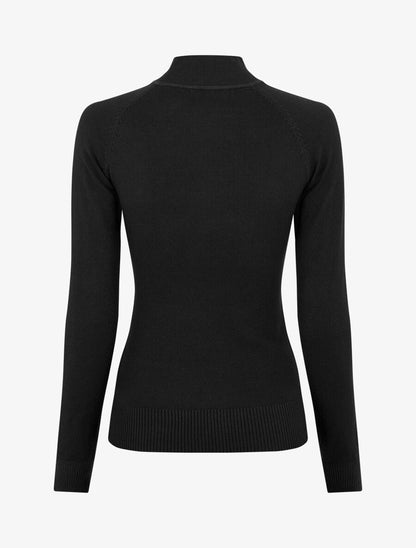 Pull fin uni et boutons décoratifs - Noir - 2