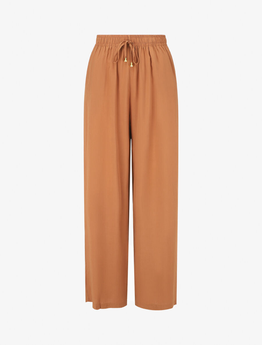 Pantalon ample à taille élastiquée - Rouille - 1