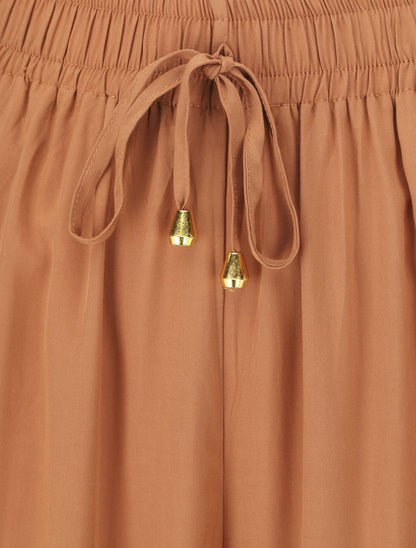 Pantalon ample à taille élastiquée - Rouille - 3