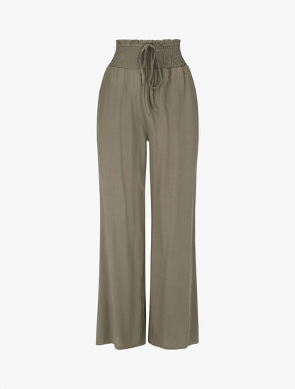 Pantalon fluide uni à poches - Kaki - 4