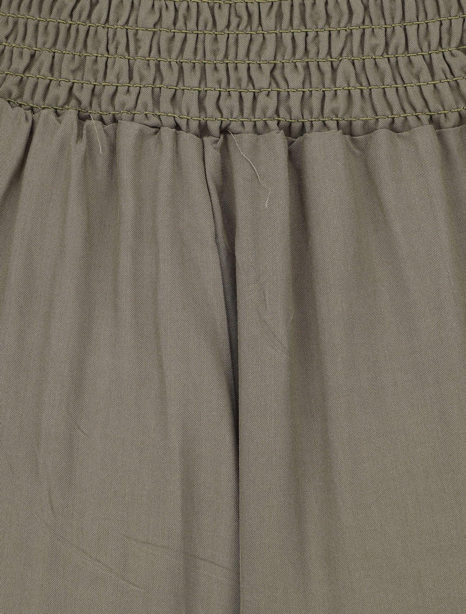 Pantalon fluide uni à poches - Kaki - 3