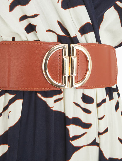 Robe fleurie à manches courtes volantées - Marine - 3