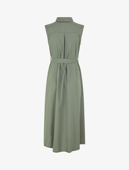 Robe évasée boutonnée à poches - Kaki - 2