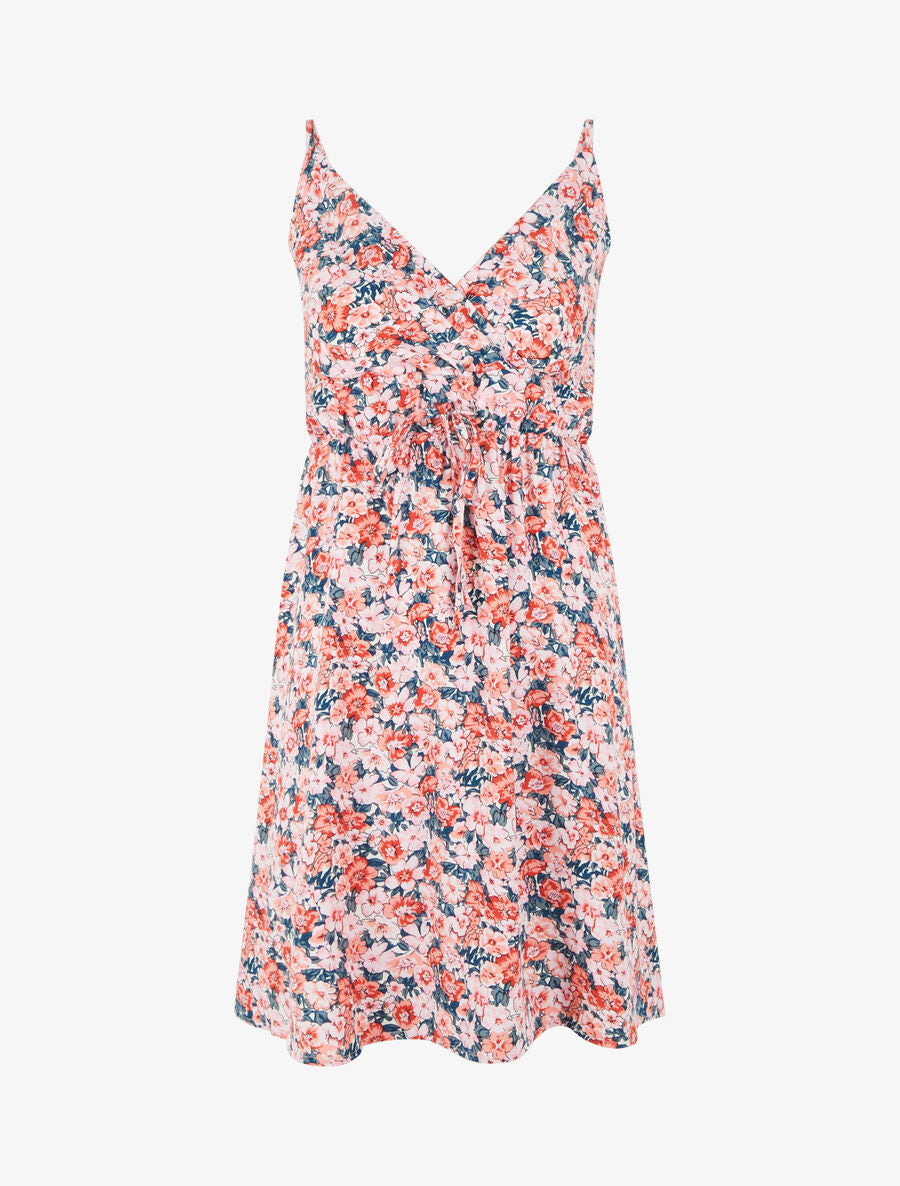 Robe mi-longue imprimé fleuri - Rose - 5
