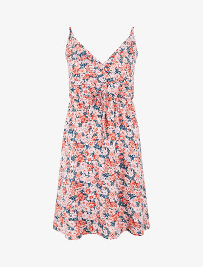 Robe mi-longue imprimé fleuri - Rose - 5