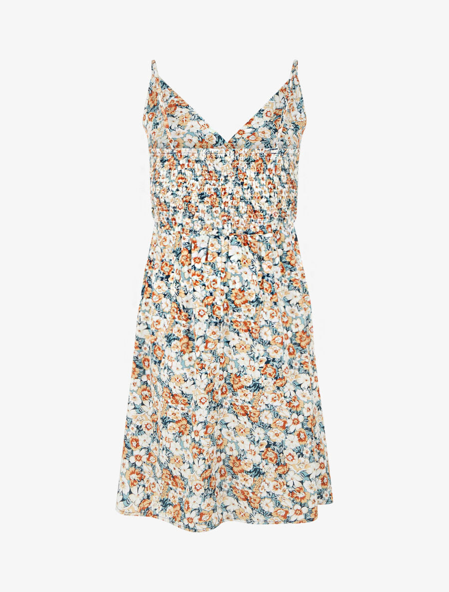Robe mi-longue imprimé fleuri - Vert d&