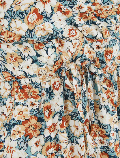 Robe mi-longue imprimé fleuri - Vert d&