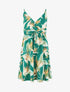Robe mi-longue imprimé feuilles - Vert - 1
