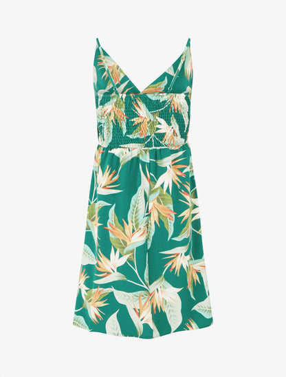 Robe mi-longue imprimé feuilles - Vert - 2