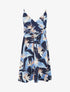 Robe mi-longue imprimé feuilles - Marine - 1