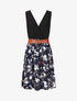 Robe mi-longue sans manches imprimé floral - Marine - 1