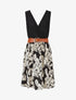 Robe mi-longue sans manches imprimé végétal - Noir - 1
