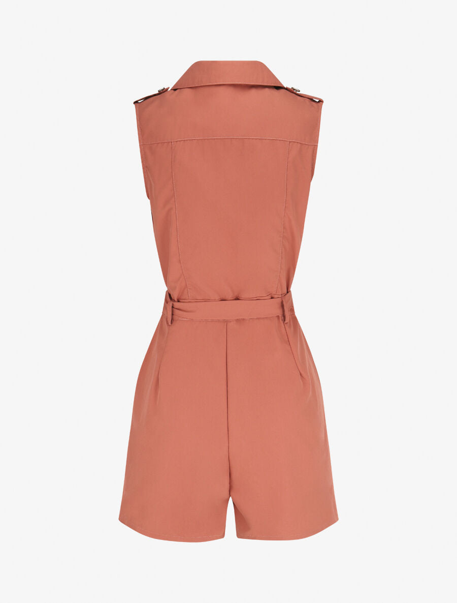 Combishort droite uni sans manches - Vieux rose - 2