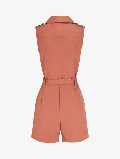 Combishort droite uni sans manches - Vieux rose - 2