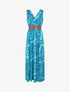 Robe longue évasée imprimé tropical - Turquoise - 1