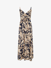 Robe longue imprimé feuillage - Marine - 8