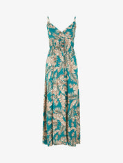 Robe longue imprimé feuillage - Bleu canard - 1