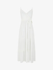 Robe longue unie élastiquée - Blanc - 1