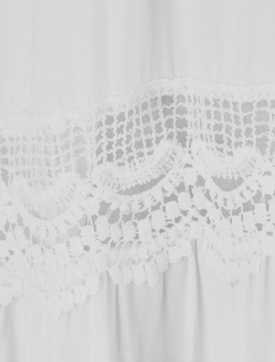Robe longue unie ajourée - Blanc - 3