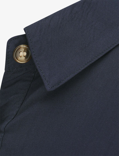 Robe chemise longue évasée et unie - Marine - 3