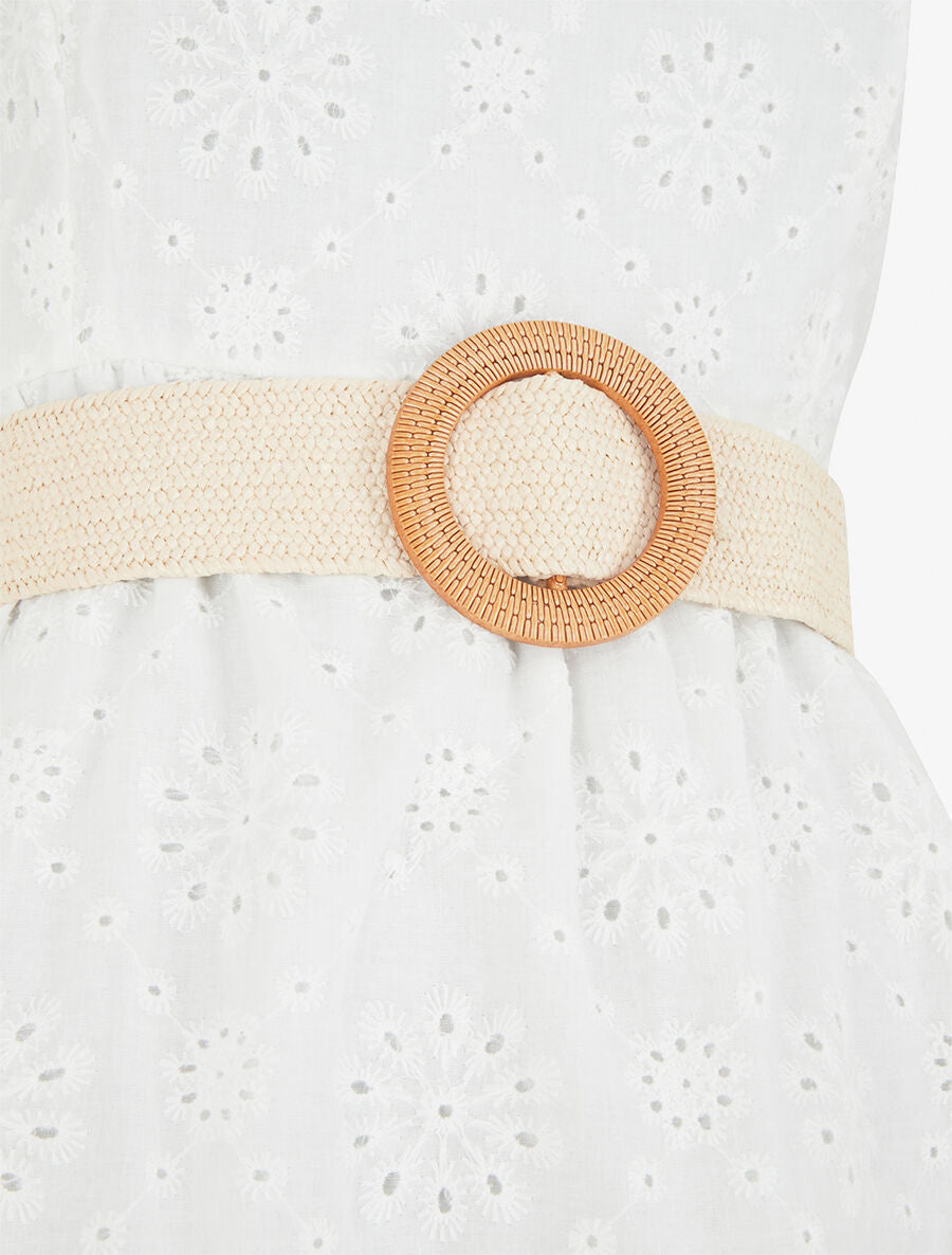 Robe courte évasée en broderie anglaise - Blanc - 3