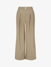 Pantalon ample taille haute à boucle style maillon - Taupe - 1