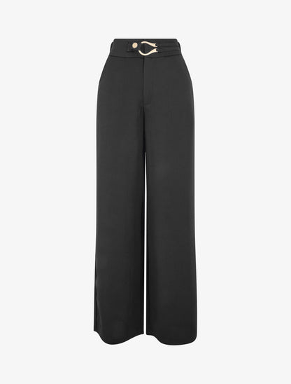 Pantalon ample à fermeture stylisée - Noir - 1