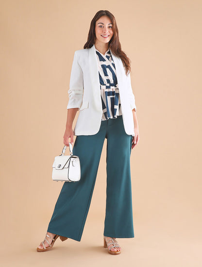 Pantalon ample à fermeture stylisée - Bleu canard - 4