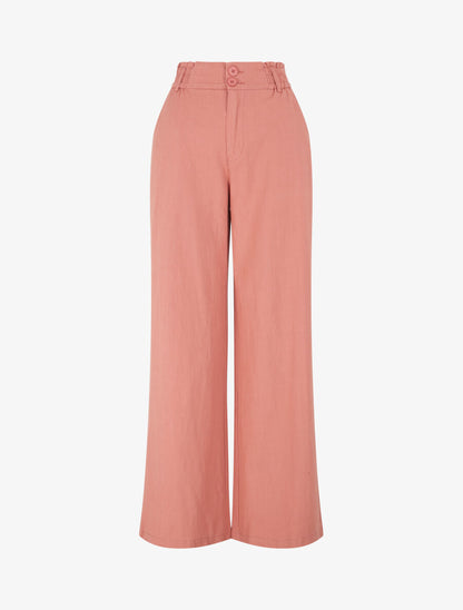 Pantalon ample effet lin à 2 boutons - Vieux rose - 4