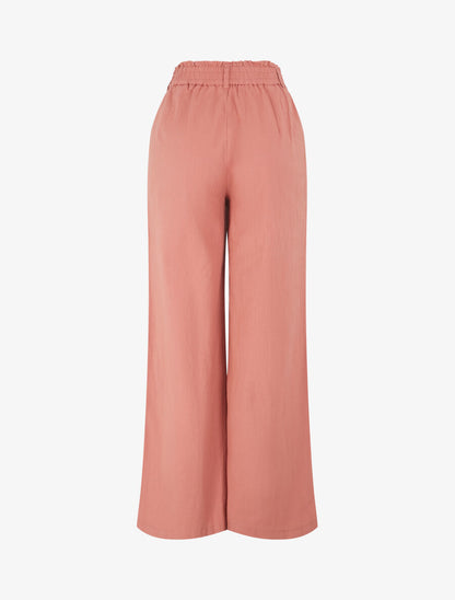 Pantalon ample effet lin à 2 boutons - Vieux rose - 2